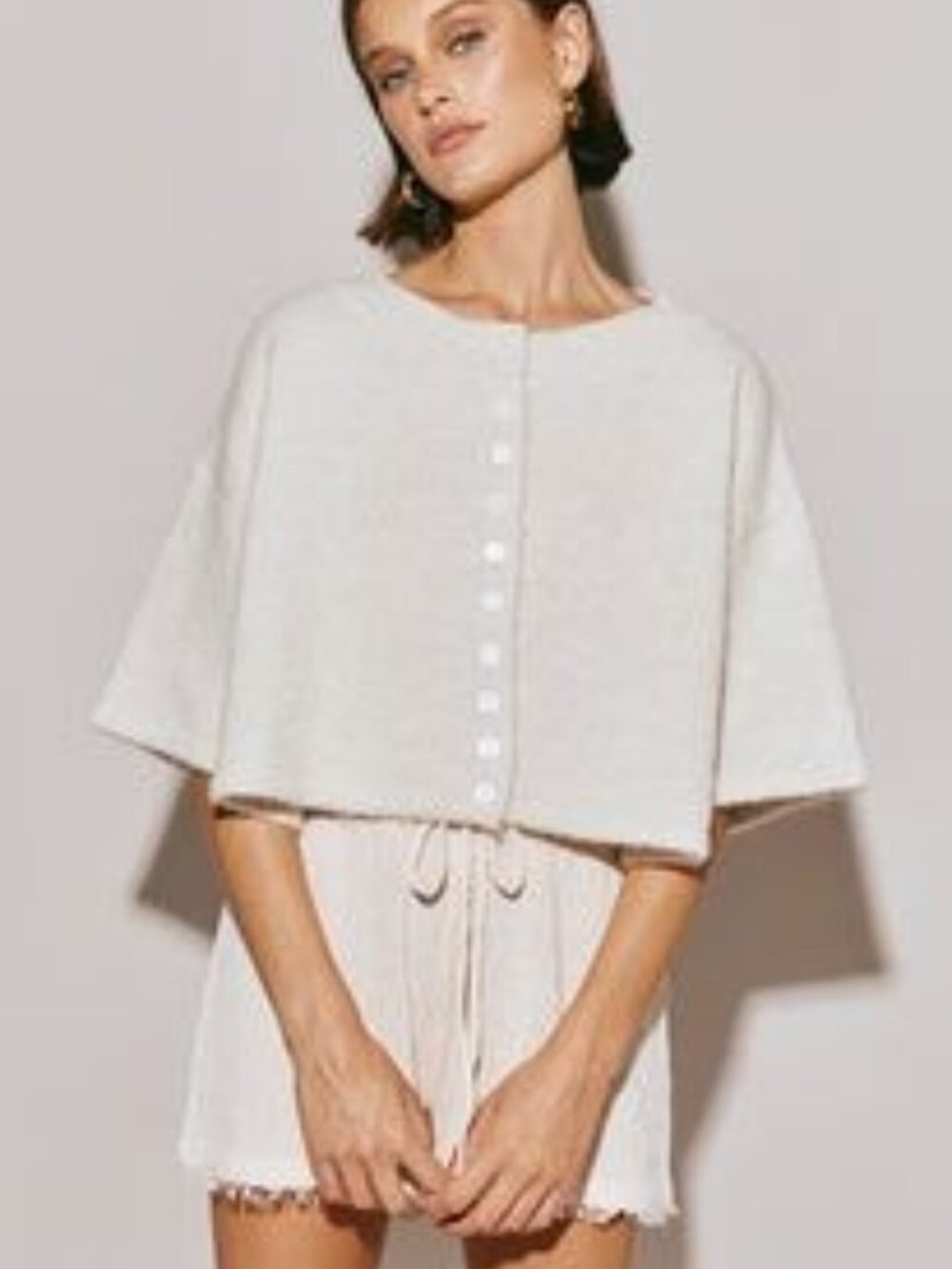 VRG GRL Hailey Knit Cardigan - Oyster - Size Medium